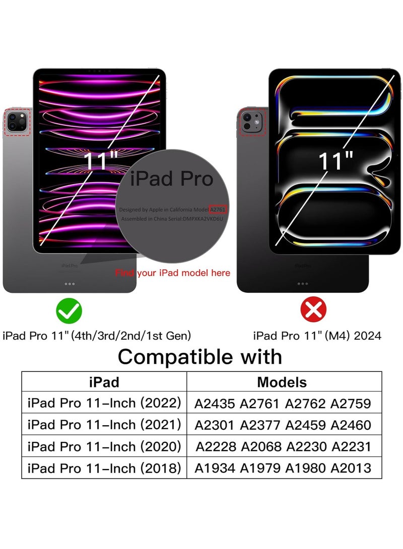 MIGOFAST iPad Pro 11 Inch (2022/2021/2020/2018) with Pencil Holder, Clear Transparent Back Shell Slim Stand Shockproof Tablet Cover, Auto Wake/Sleep Black - Image 2