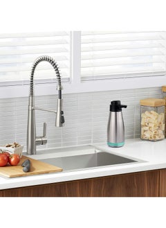 SYOSI Stainless Steel Soap Dispenser, Hand and Dish Soap Dispenser for Kitchen Bathroom, 15oz Glass Soap Dispenser with Matte Stainless Steel Pump, Refillable Liquid Soap and Lotion Dispenser  - Image 4