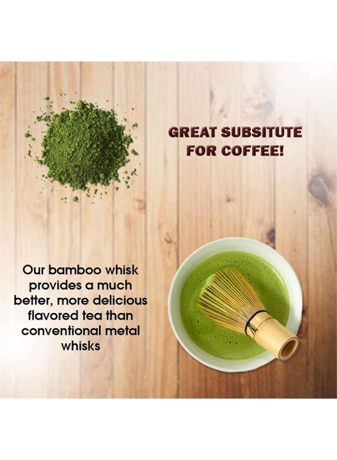 Matcha Whisk Set, 3-Piece Handmade Natural Bamboo Set (Stirrer, Spoon With Hook, Brush Placer), Falling Cherry White - Image 5