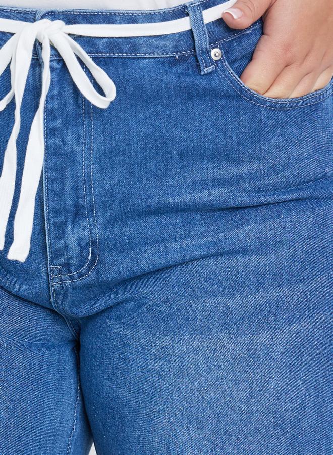 ستايلي بنطال جينز بمقاس كبير بخصر متوسط - Image 3