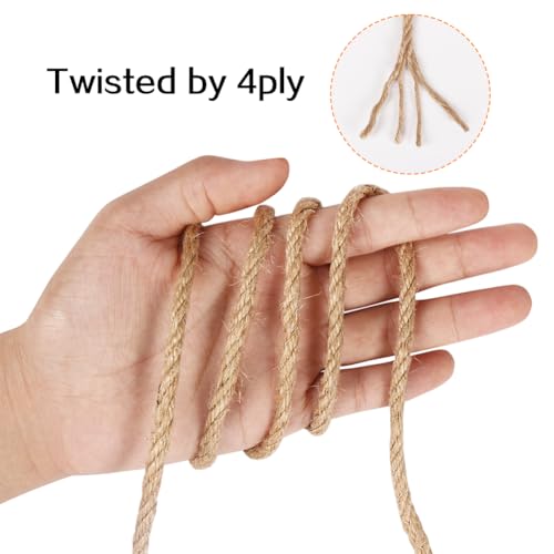 Vivifying 5mm Jute Rope, 98 Feet Strong Natural Jute Twine for Crafts, Cat Scratching Post, Garden Plants, Bundling and Hanging (Brown) - Image 2