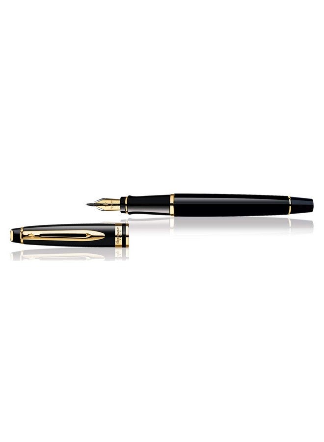 Waterman Expert Gold Trim Fountain Pen, Medium Nib (Blue) - Image 3