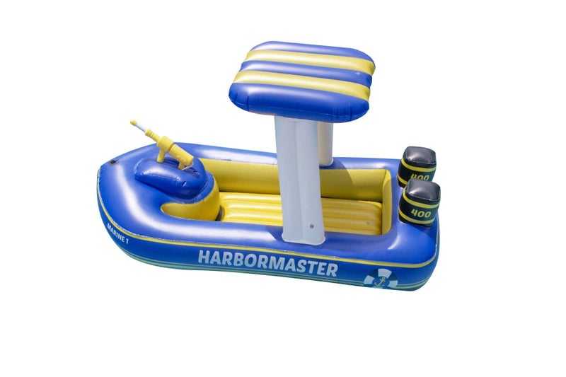 SWIMLINE ORIGINAL Harbor Master Inflatable Patrol Boat Pool Float Ride On With Fun Constant Flow Water Squirter For Kids Cool Retro Style For Beach Ocean Pool Lake Extra Thick Large Floatie - Image 2