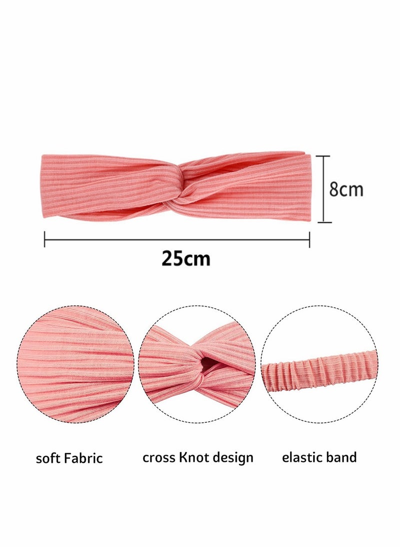 KASTWAVE Elastic Headbands, Knotted Headband for Women Girls Non Slip Fashion Boho Headbands Soft Knitting Elastic Cross Knot Cute Wide Workout Yoga Turban Headband Hair Accessories, 9 Pack  - Image 2