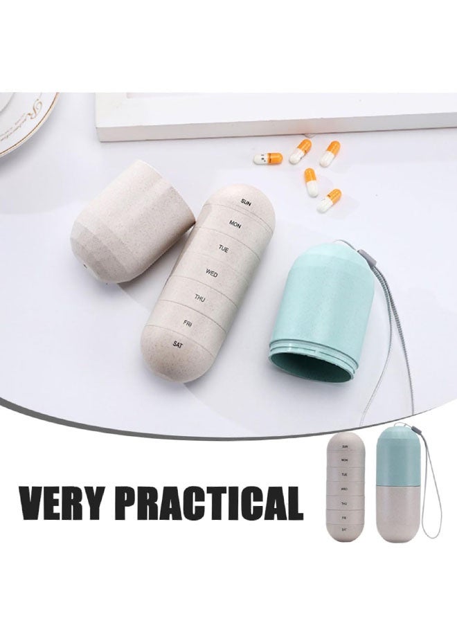 مقسم حبوب لطيف، منظم حبوب أسبوعي، خالٍ من مادة BPA، مناسب للسفر والتنزه، علبة حبوب لمدة 7 أيام لحفظ الحبوب والفيتامينات ومكملات زيت السمك - Image 5