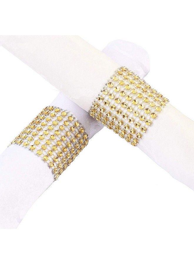 BetterJonny Rhinestone Napkin Rings Betterjonny 100 Pieces Gold Napkin Holder Plastic Chair Sash Bows Mesh Bling Diamond Adornment For Place Settings Wedding Receptions Dinner Or Holiday Parties Family Gathe - Image 2