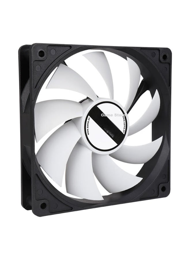 Sama Gaming Storm 12cm Non-led Case Cooling Fan, Black Frame White Blades/small 3pin + Large DDual Interface/9 Blades/5v Low Voltage Start-up/high Efficiency Cooling - Image 1