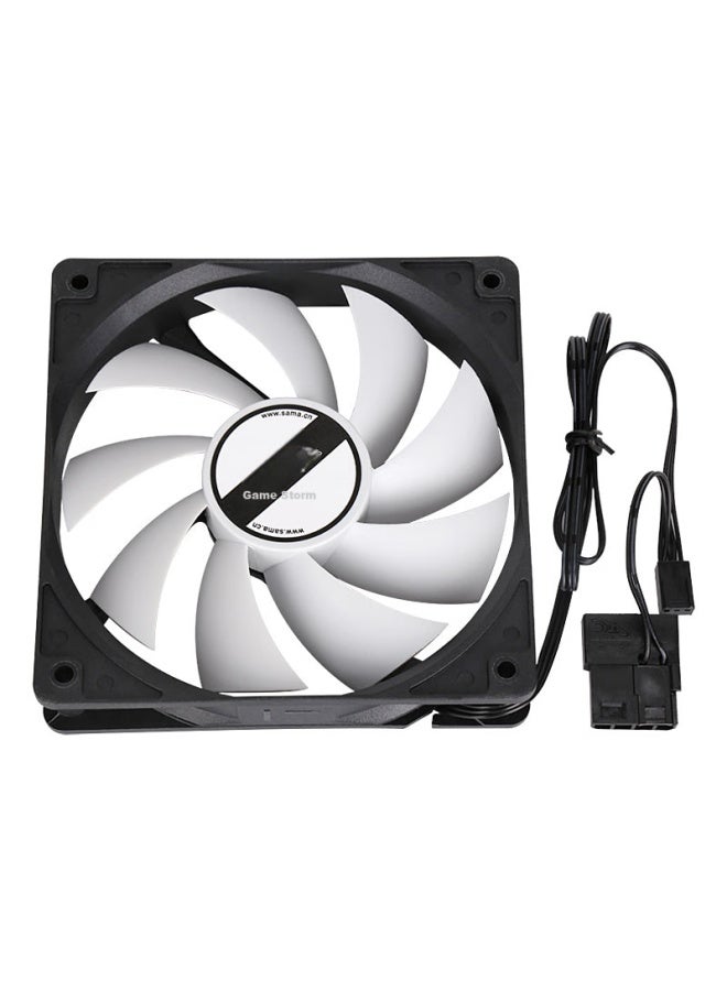 Sama Gaming Storm 12cm Non-led Case Cooling Fan, Black Frame White Blades/small 3pin + Large DDual Interface/9 Blades/5v Low Voltage Start-up/high Efficiency Cooling - Image 3