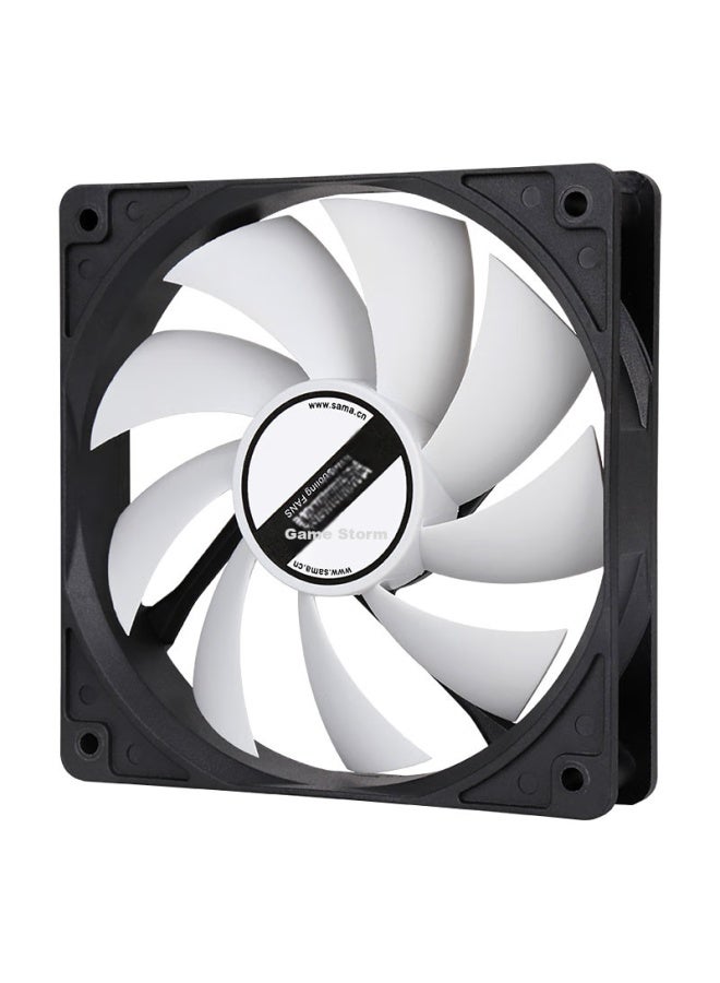 Sama Gaming Storm 12cm Non-led Case Cooling Fan, Black Frame White Blades/small 3pin + Large DDual Interface/9 Blades/5v Low Voltage Start-up/high Efficiency Cooling - Image 2