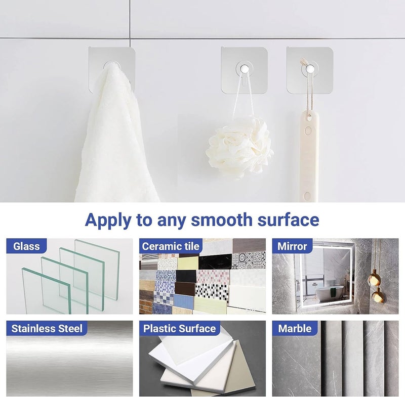 VONITY 10 Pcs self adhesive wall hooks for photo frames and sticking hooks for wall heavy duty photo transparent hanging and stick on hooks photo frame holder hooks for wall without drilling KUS630 - Image 4