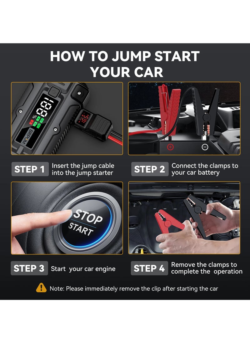 Generic - 3 in 1 jump starter car battery charger, a 26800 mAh A 12-volt power bank, tayp C and USB charger, and a flashlight - Image 1