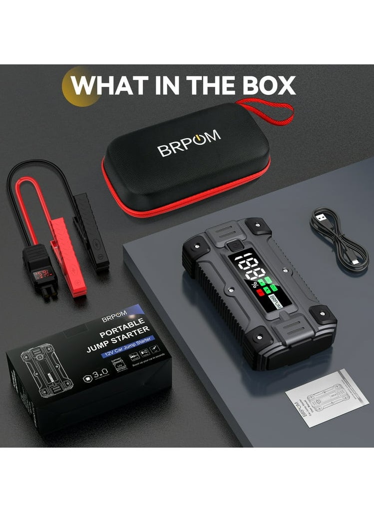 Generic - 3 in 1 jump starter car battery charger, a 26800 mAh A 12-volt power bank, tayp C and USB charger, and a flashlight - Image 1