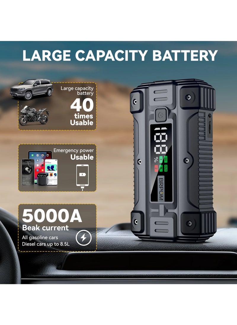 Generic - 3 in 1 jump starter car battery charger, a 26800 mAh A 12-volt power bank, tayp C and USB charger, and a flashlight - Image 1