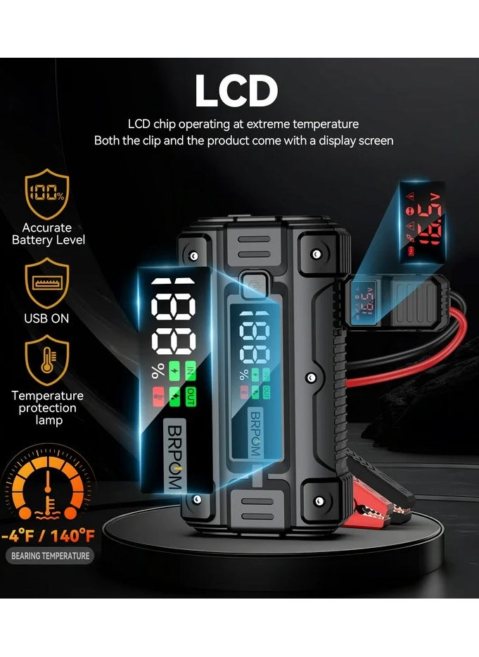 Generic - 3 in 1 jump starter car battery charger, a 26800 mAh A 12-volt power bank, tayp C and USB charger, and a flashlight - Image 1