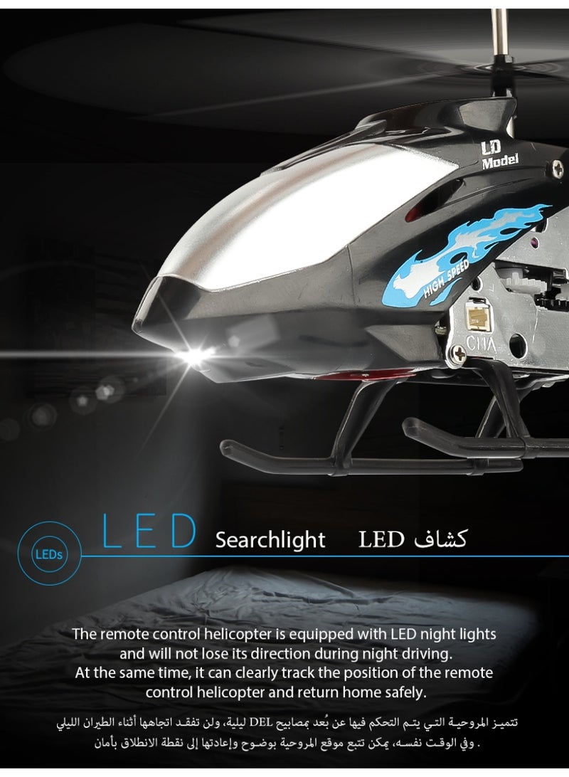 طائرة هليكوبتر يتم التحكم فيها عن بعد، هيكل من سبيكة معدنية لمقاومة الصدمات، ضوء كشاف LED، قدرة ثبات في الهواء، لعبة طائرة هليكوبتر مصغرة يتم التحكم فيها عن بعد، مناسبة للبالغين والأطفال، نموذج طائرة - Image 3