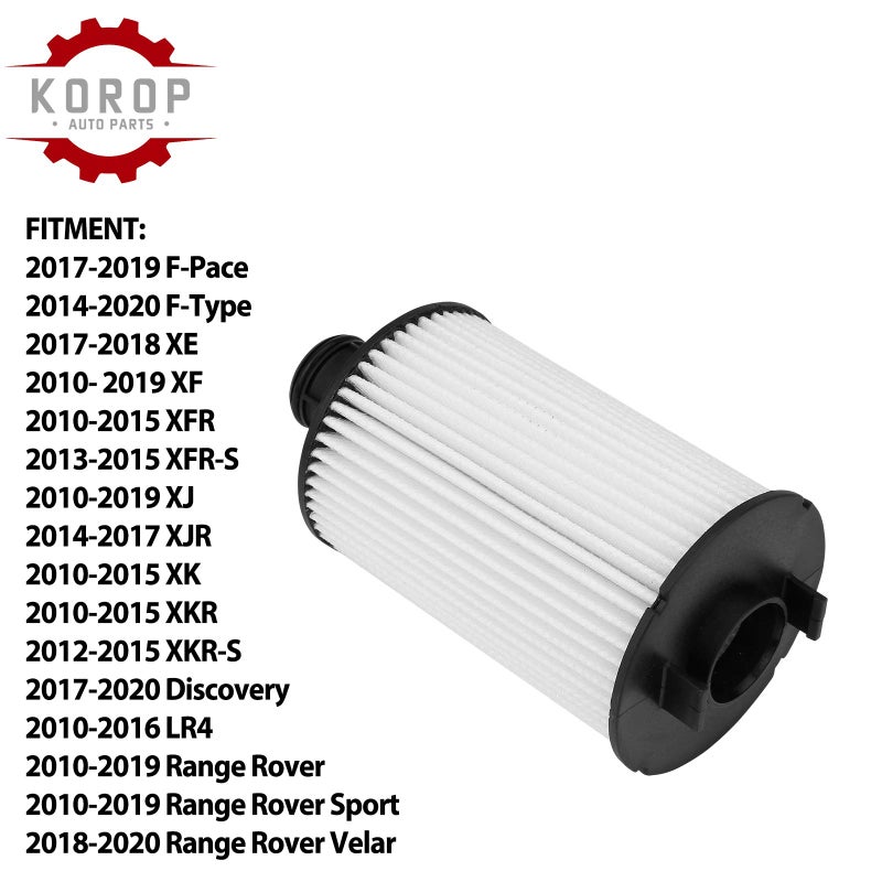 KOROP Engine Oil Filter Replaces# LR011279 AJ812351 C2D3670 XR858593, Fits for R-angeRover Land Rover Discovery LR4 Fits for Jaguar F-Pace F-Type XE XF XFR XFR-S XJ XJR XK XKR XKR-S - Image 2
