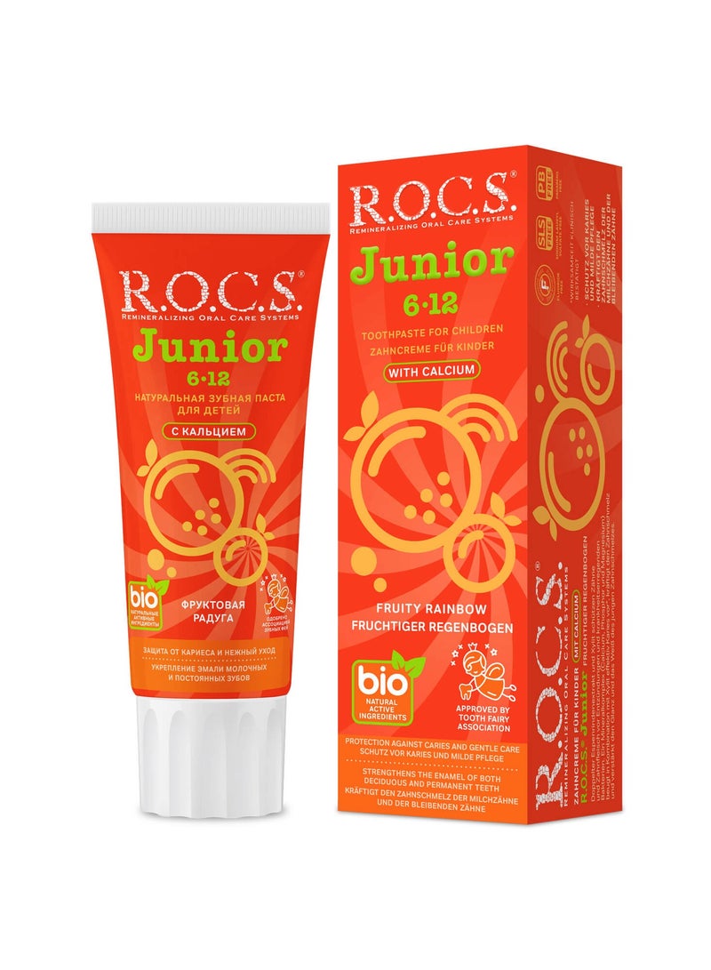 R.O.C.S Fluoride-free Toothpaste R.O.C.S.® Junior Fruity Rainbow 6-12 Years 74 gram - Image 1