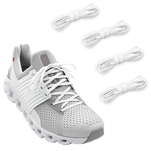 NDTEZUGT 2 Pairs 1/4" Flat Thin Shoe Laces, Original Athletic Shoelaces Shoe Strings Replacement Laces for On Cloud Sneakers (White, 54''/140cm) - Image 1