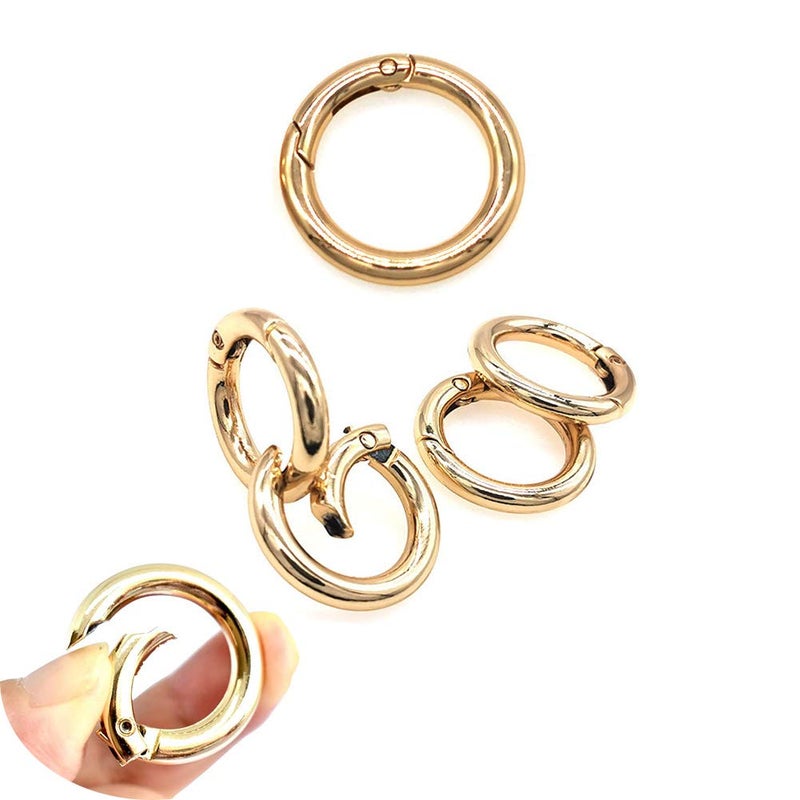 GBSTORE GBSTORE 10 Pcs 1 Inch Diameter Round Spring Snap Carabiner ClipO Rings Spring Trigger Hook for Handbag Purse Shoulder StrapMountaineering Camping Backpack BuckleKeychain Keyring Gold 