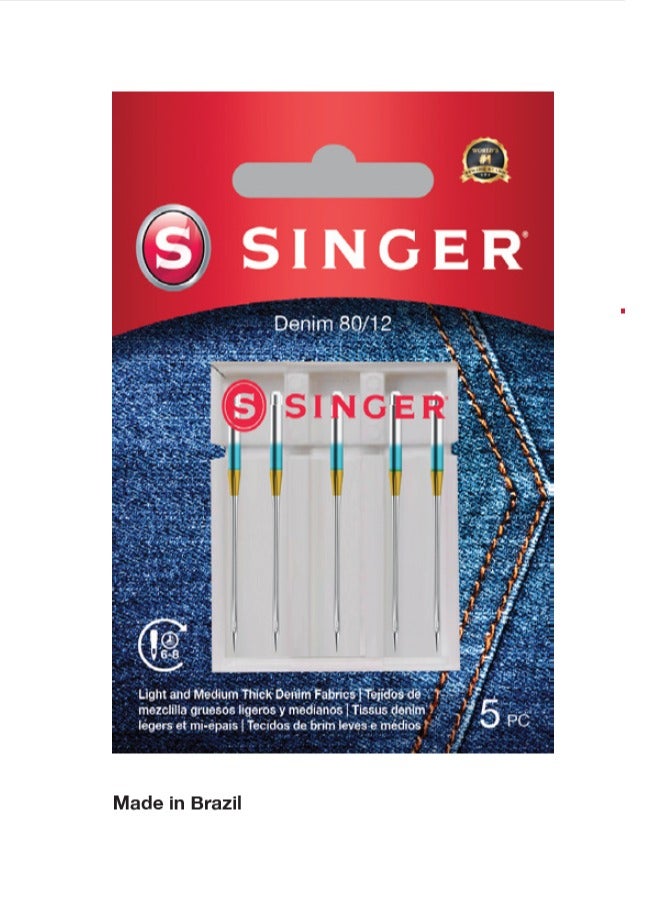SINGER DENIM NEEDLES SIZE 110/18 (PACK OF 5 NEEDLE) BRAZIL