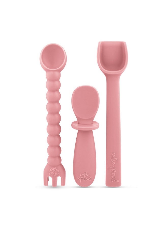 Ryan & Rose Ryan & Rose Ultimate Utensil Set of 3 Silicone Baby Spoons Silicone baby feeding set for baby led weaning, baby spoons self feeding 6 months, baby utensils, toddler utensils (Rose), Child - Image 1