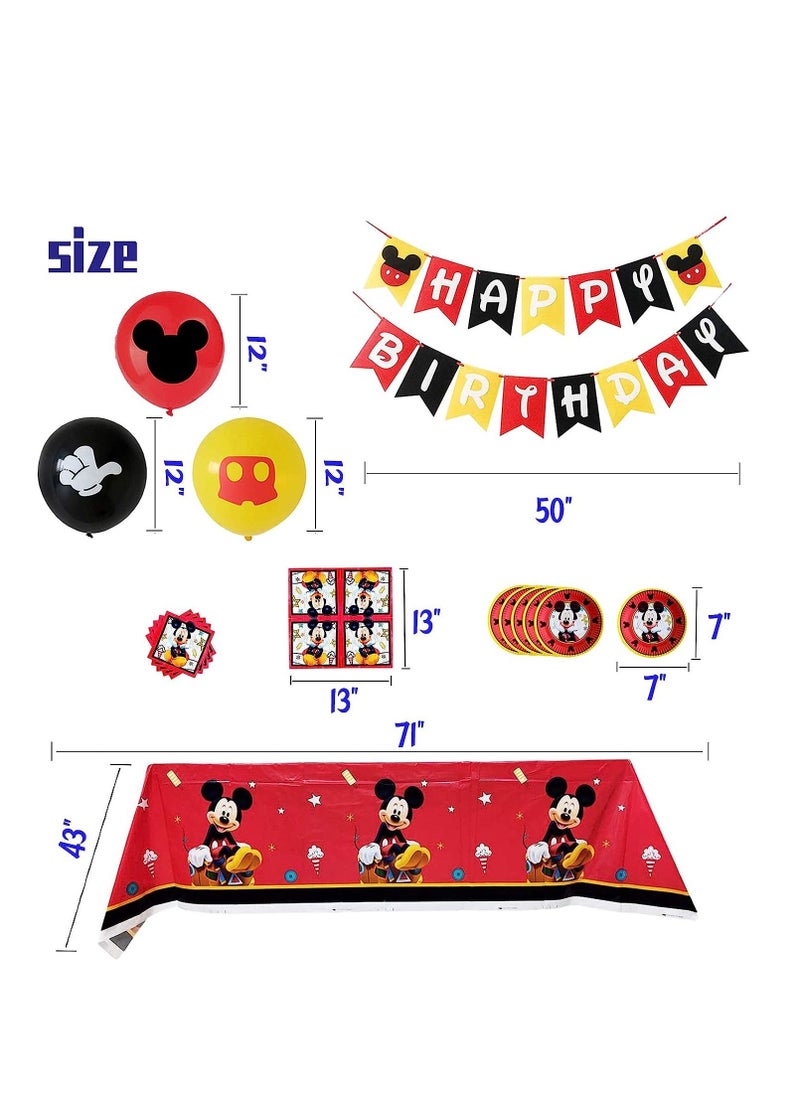 Bluegogo Cartoon Mouse Birthday Party Supplies Decorations Include Birthday Banner 20 Plates 20 Napkins 18Balloons 10 Cupcake Toppers 2 Cake Toppers and Tablecloths for Kids Girls Boys Party Favors  - Image 5