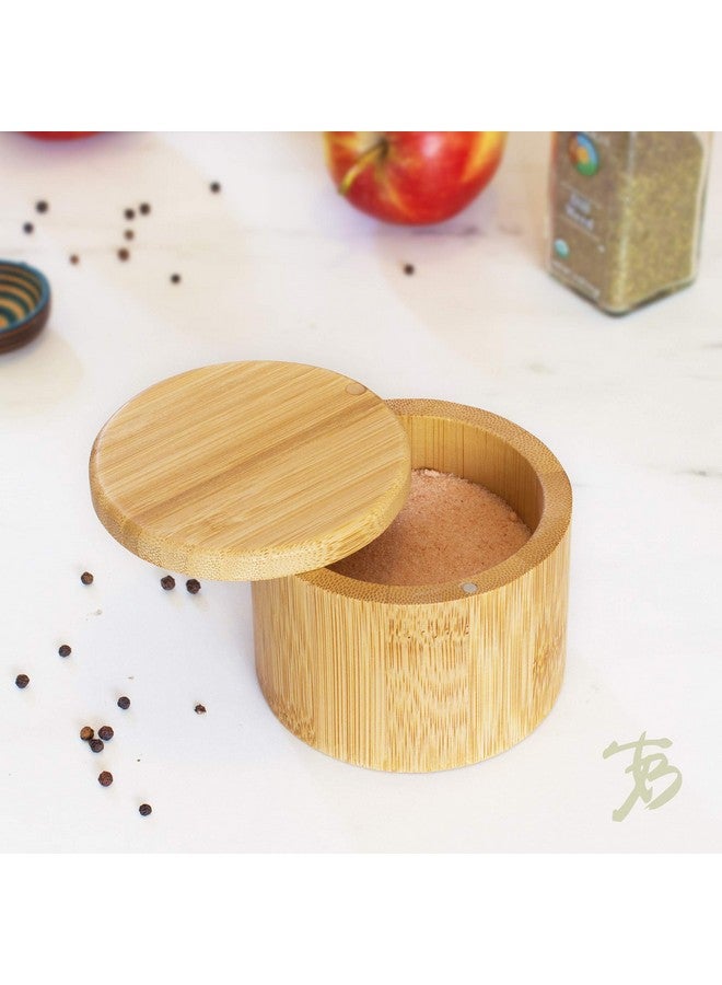 Totally Bamboo Totally Bamboo Salt Cellar with Swivel Lid - Bamboo Spice Box Storage Container for Kitchen Countertop with Magnetic Closure - Ideal for Sea Salt, Spices and Herbs  - Image 2