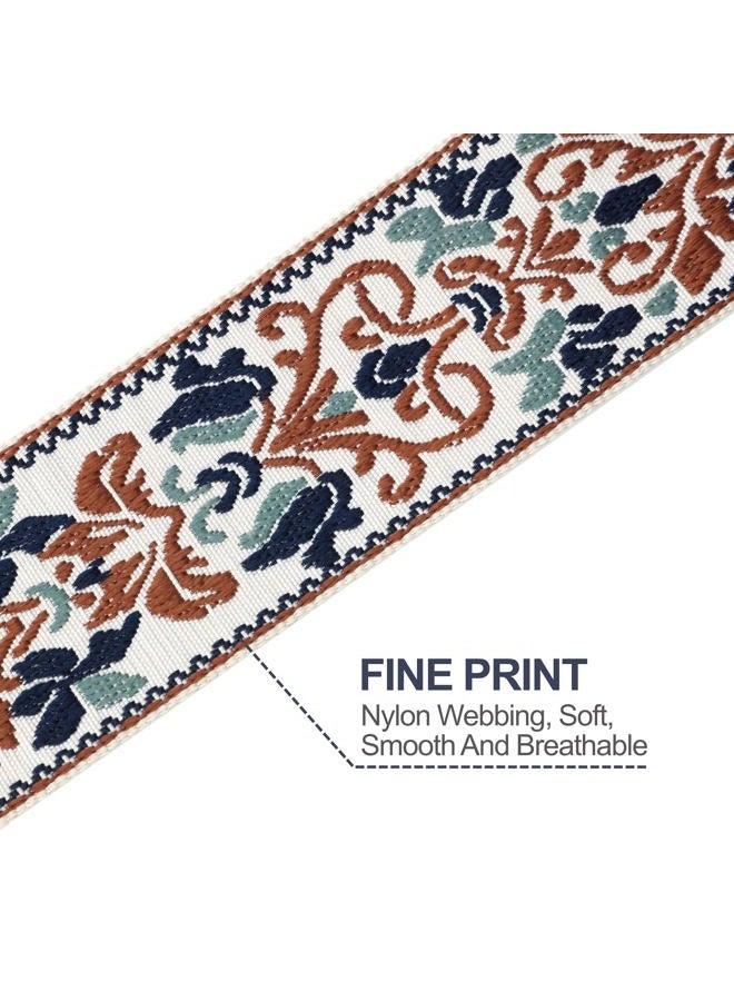 Nefelibata Purse Strap,2" Wide Purse Strap Adjustable Replacement,Multi-pattern Crossbody Handbag Strap, Brown Flower Embroidery, 2" wide, 37" to 65" long - Image 3