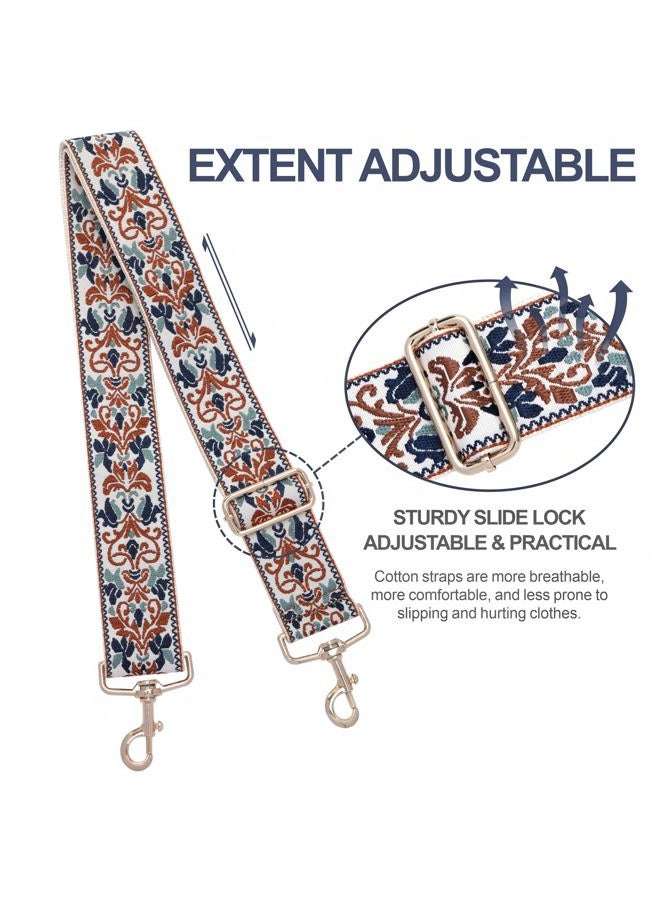 Nefelibata Purse Strap,2" Wide Purse Strap Adjustable Replacement,Multi-pattern Crossbody Handbag Strap, Brown Flower Embroidery, 2" wide, 37" to 65" long - Image 5