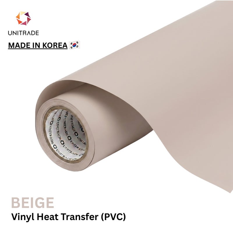 يونيترايد UNITRADE® رول فينيل نقل حراري Easy Cut (PVC) باللون البيج / متوافق مع Cricut وSilhouette وآلات القص الاحترافية / معتمد CPSIA / صنع في كوريا - Image 1