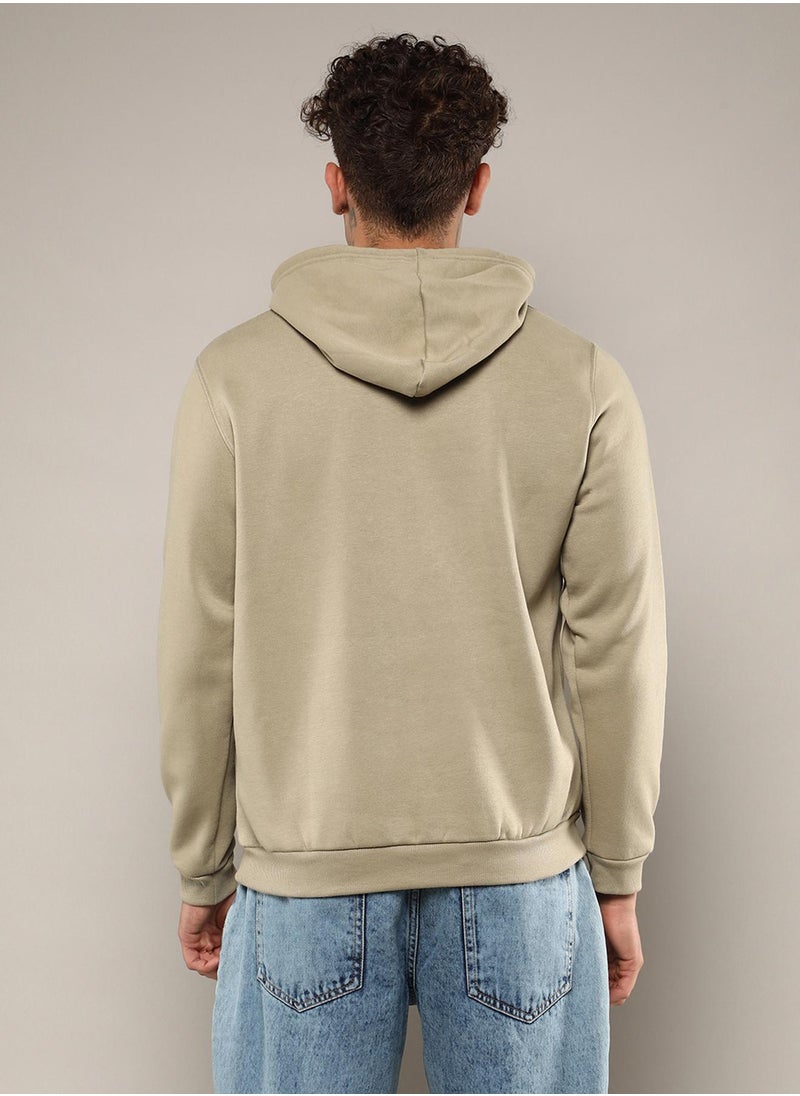 كامبوس سوترا Men's Olive Green Pullover Hoodie With Contrast Drawstring  - Image 5