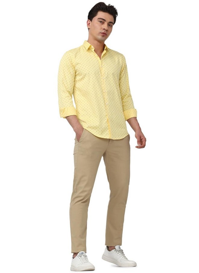 Peter England Peter England Men's Printed Slim Fit Shirt (PCSFSSLPX78749_Light Yellow 39)  - Image 2