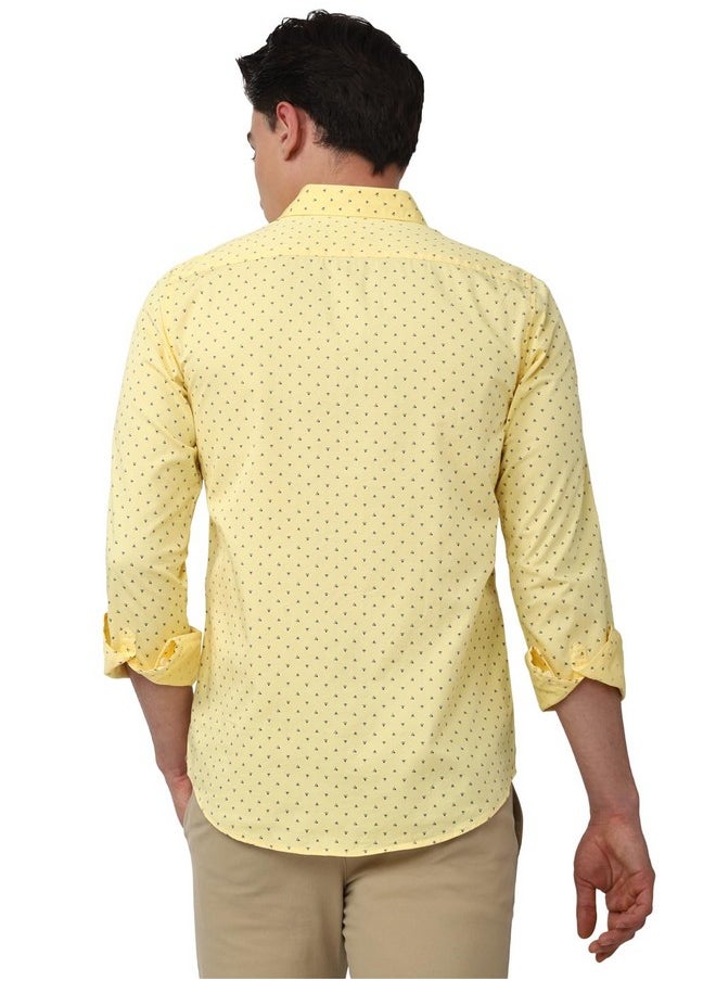 Peter England Peter England Men's Printed Slim Fit Shirt (PCSFSSLPX78749_Light Yellow 39)  - Image 5