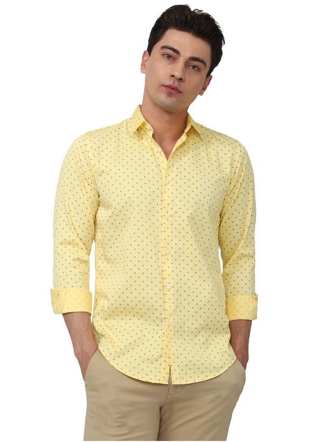 Peter England Peter England Men's Printed Slim Fit Shirt (PCSFSSLPX78749_Light Yellow 39)  - Image 1