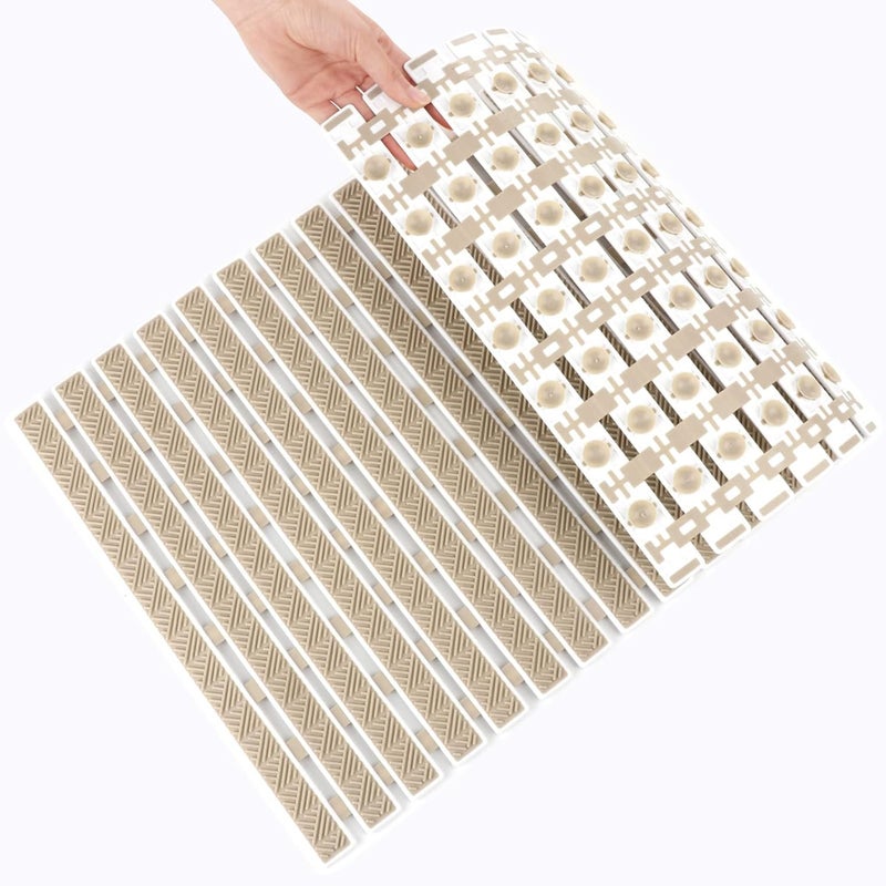 RichAxis PVC Anti Skid Mat For Bathroom Anti Slip Bathroom Mat Shower Area Anti Skid Mats With Suction Cups And Drain Holes For Bathtub Floor Mat (68X38 Cm,Beige) - Image 5