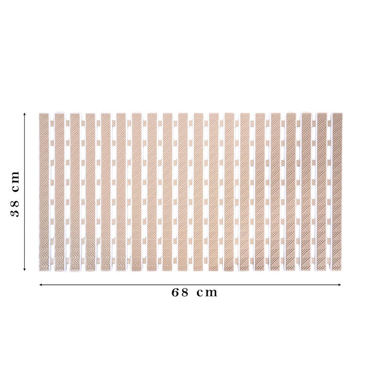 RichAxis PVC Anti Skid Mat For Bathroom Anti Slip Bathroom Mat Shower Area Anti Skid Mats With Suction Cups And Drain Holes For Bathtub Floor Mat (68X38 Cm,Beige) - Image 2