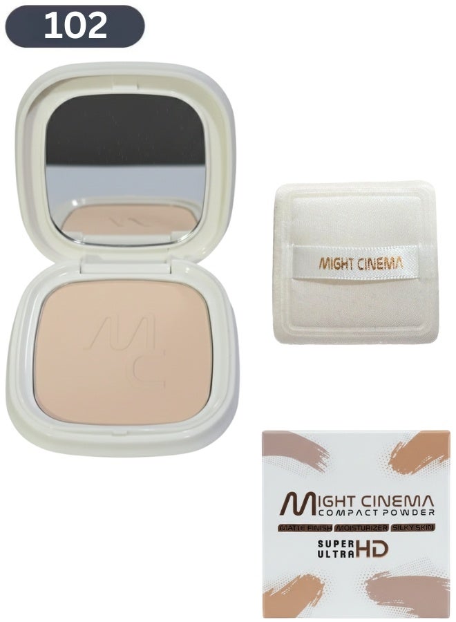 Might Cinema Compact Powder with Sponge – Velvet Matte Pressed Face Powder – 4 Shades for Smooth, Shine-Free Finish – Sets Foundation, Blurs Pores and Imperfections – Ideal for Oily and Combination Skin - Image 1