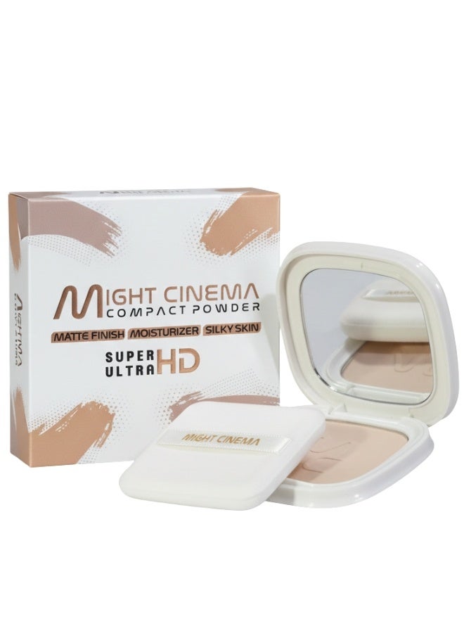 Might Cinema Compact Powder with Sponge – Velvet Matte Pressed Face Powder – 4 Shades for Smooth, Shine-Free Finish – Sets Foundation, Blurs Pores and Imperfections – Ideal for Oily and Combination Skin - Image 2