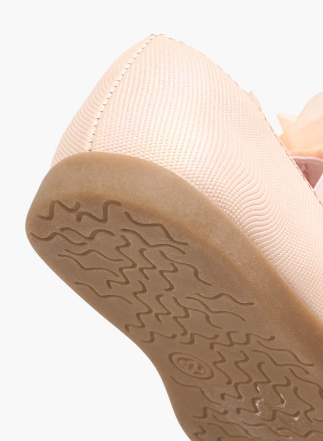 Barefeet Girls Floral Accent Mary Jane Shoes With Elasticated Strap Ramadan Collection - Image 5