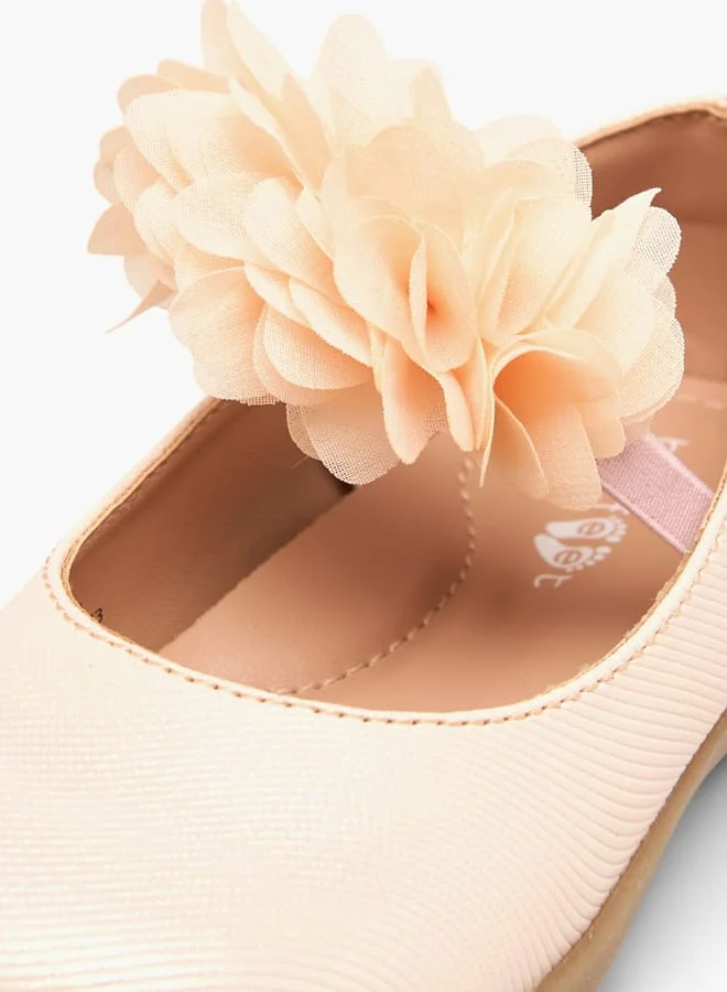 Barefeet Girls Floral Accent Mary Jane Shoes With Elasticated Strap