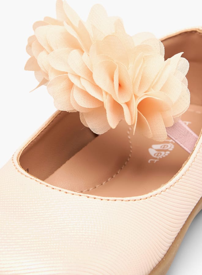 Barefeet Girls Floral Accent Mary Jane Shoes With Elasticated Strap Ramadan Collection - Image 4