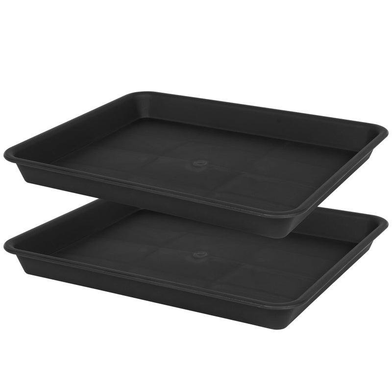 VUWEZ Plant Saucer Growing Tray, Seed Starter Tray Rectangular, Heavy Sturdy Plastic Plant Drainage Saucers, Plant Drip Trays for Pots, Seed Starter Growing Trays (11 x 9 inch, 2 Pack) - Image 1