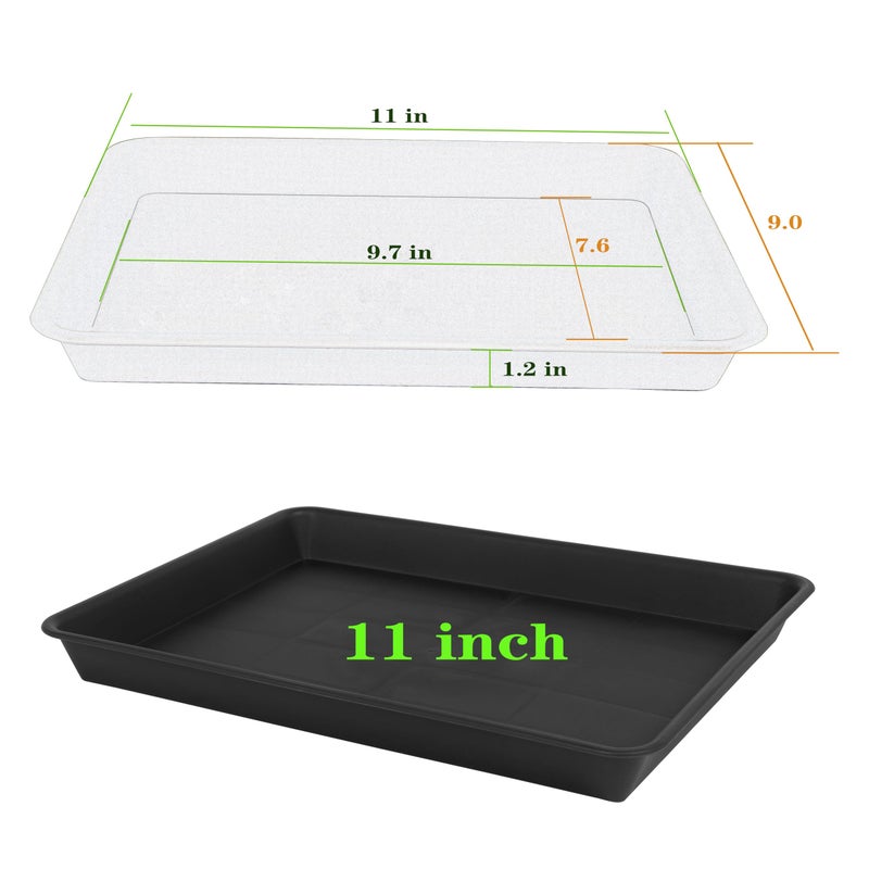 VUWEZ Plant Saucer Growing Tray, Seed Starter Tray Rectangular, Heavy Sturdy Plastic Plant Drainage Saucers, Plant Drip Trays for Pots, Seed Starter Growing Trays (11 x 9 inch, 2 Pack) - Image 2