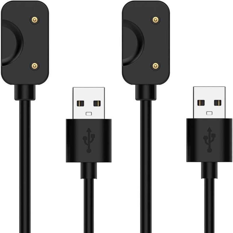 كابل شحن متوافق مع سامسونج جالاكسي فيت 3، عدد 2 قطعة، كابل شحن بديل من نوع USB A مغناطيسي لساعة جالاكسي فيت 3 SM-R390 الذكية، طول الكابل 3.3 قدم/100 سم (أسود) - Image 1
