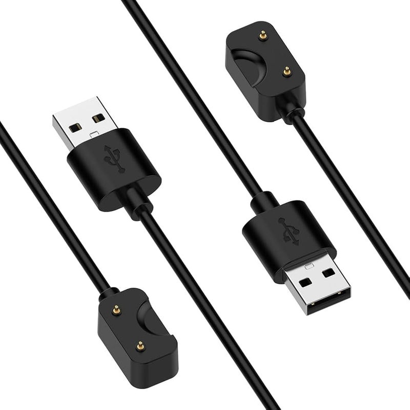 كابل شحن متوافق مع سامسونج جالاكسي فيت 3، عدد 2 قطعة، كابل شحن بديل من نوع USB A مغناطيسي لساعة جالاكسي فيت 3 SM-R390 الذكية، طول الكابل 3.3 قدم/100 سم (أسود) - Image 3