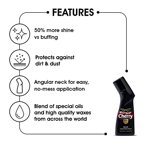 Cherry Blossom Liquid Wax Polish (Black) - 75 ml (Pack of 3) - Image 2