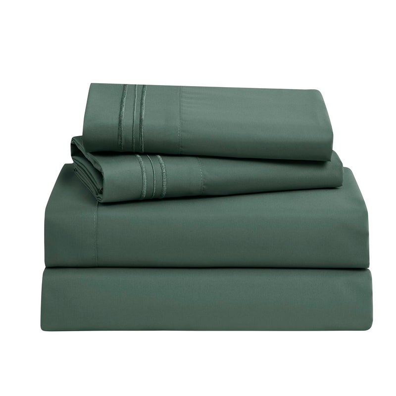 Clara Clark Bed Sheets  Premier 1800 Series Bed Sheet Set  Deep Pocket  Wrinkle  Fade  Stain Resistant  Luxury Soft Bedding Sheets & Pillowcases  Queen  Forest Green - Image 1