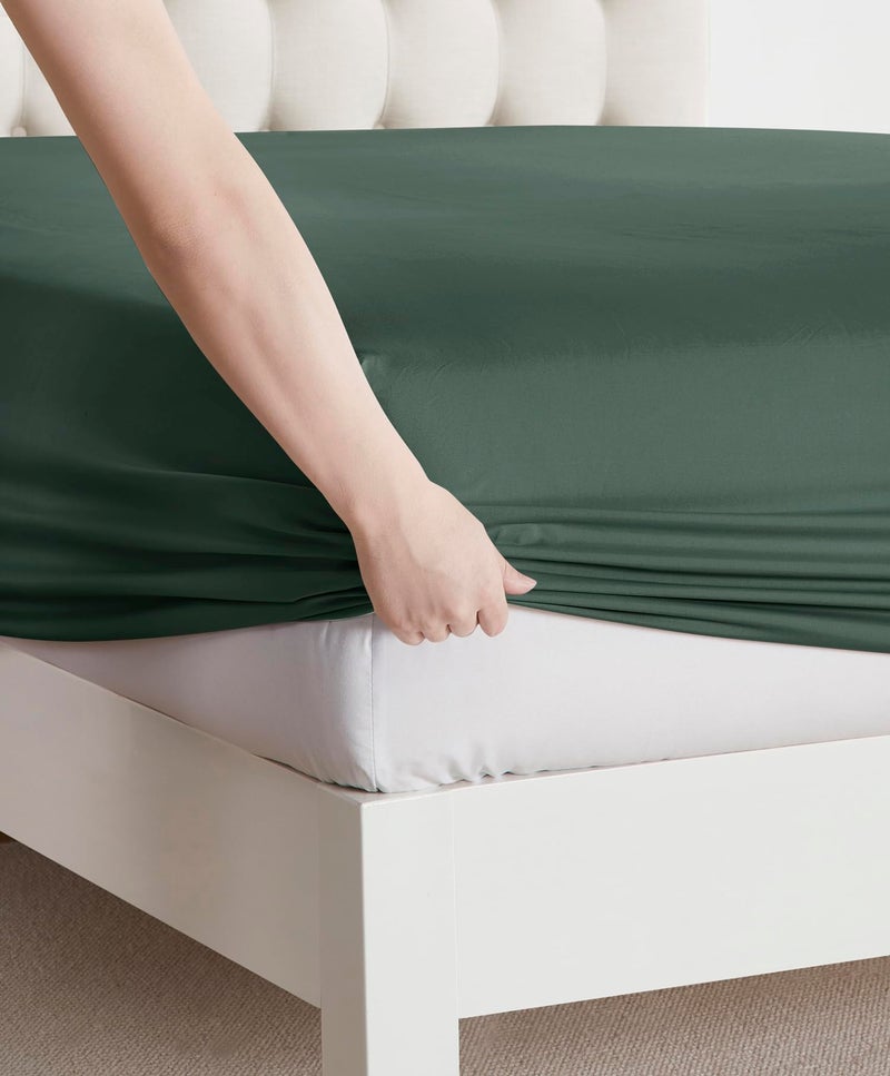 Clara Clark Bed Sheets  Premier 1800 Series Bed Sheet Set  Deep Pocket  Wrinkle  Fade  Stain Resistant  Luxury Soft Bedding Sheets & Pillowcases  Queen  Forest Green - Image 3
