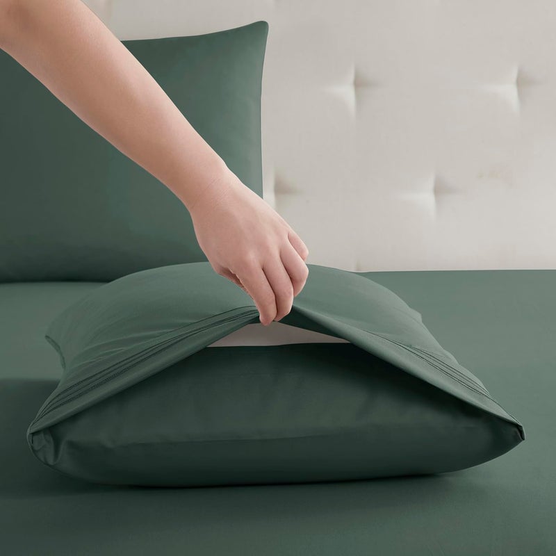 Clara Clark Bed Sheets  Premier 1800 Series Bed Sheet Set  Deep Pocket  Wrinkle  Fade  Stain Resistant  Luxury Soft Bedding Sheets & Pillowcases  Queen  Forest Green - Image 4
