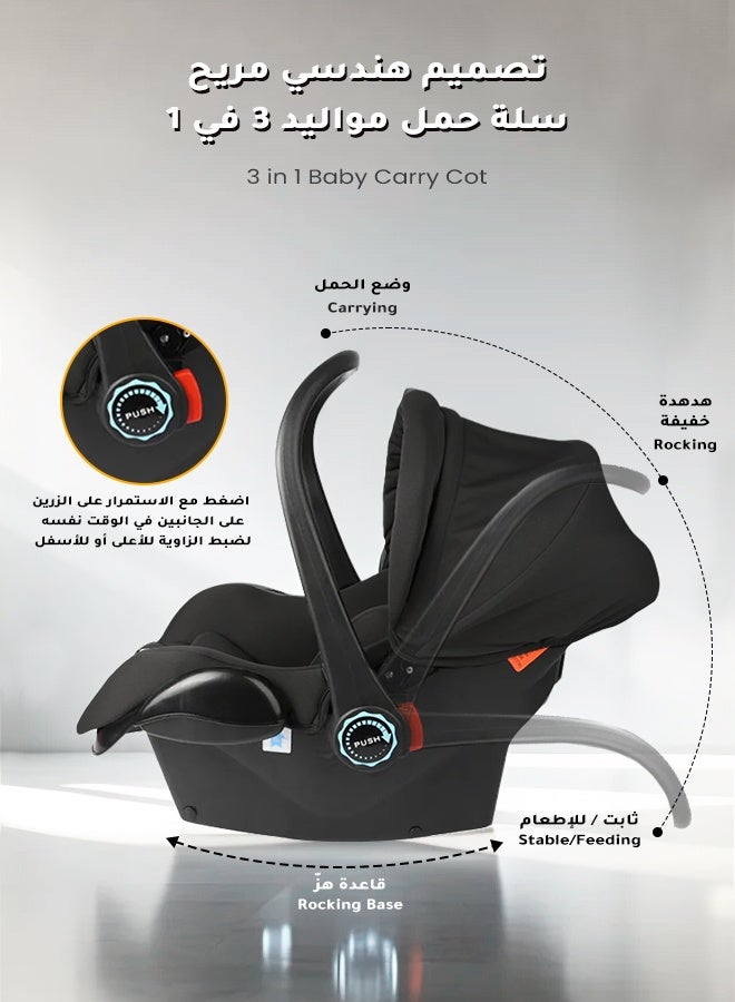 هومبيني كرسي سيارة للأطفال 3 في 1 – خفيف الوزن وسهل الحمل، بزاوية استلقاء 165°، معتمد من ECE، مناسب من عمر 0 إلى 15 شهرًا، قابل للتثبيت على هيكل عربة الأطفال - Image 2